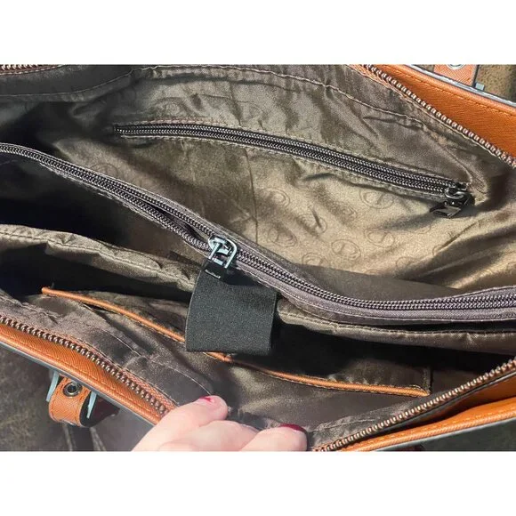 EaseGave Brown Laptop Tote Bag Work Office Satchel No Strap - Picture 5 of 8